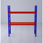重型栈板式货架 两层横梁,1500kg/层 橘红色+蓝色